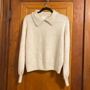 H&M pearl collar cream sweater